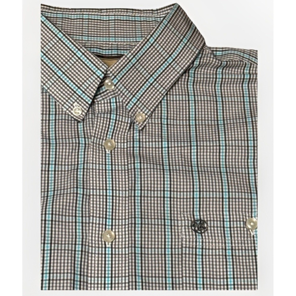 Wrangler Men's XXL Gray White Plaid Shirt George Strait Collection Long Sleeve